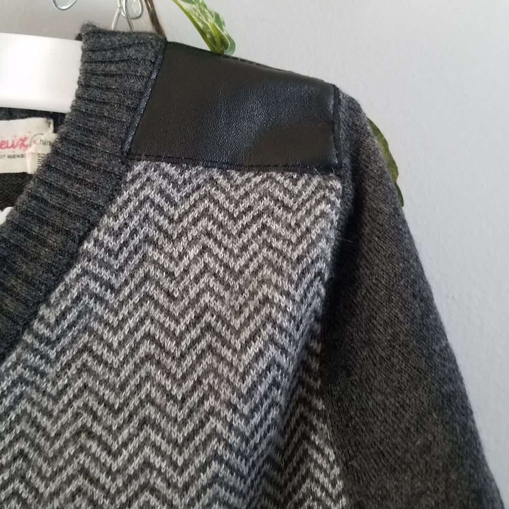 Deux‎ Par Deux Faux Leather Elbow Cardigan Sweater 18 M - Picture 5 of 8